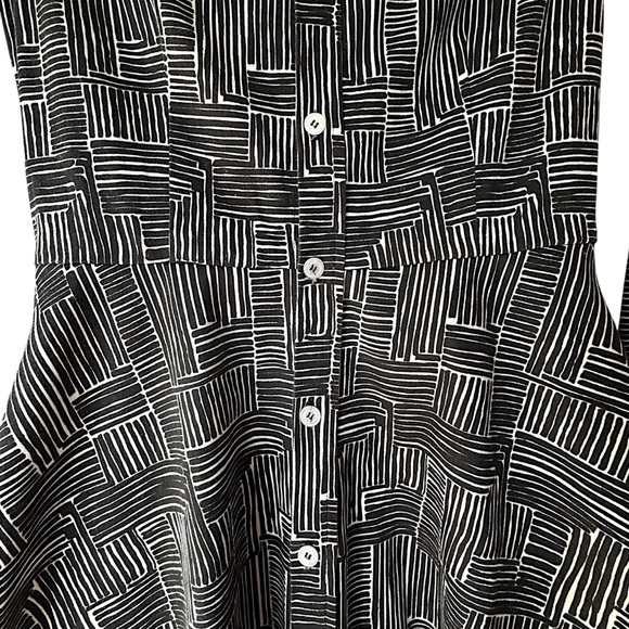 SERENA & LILY NWOT BUTTON FRONT “JANE ” SHIRT DRESS BLACK & WHITE | SIZE: 0 - Picture 4 of 12